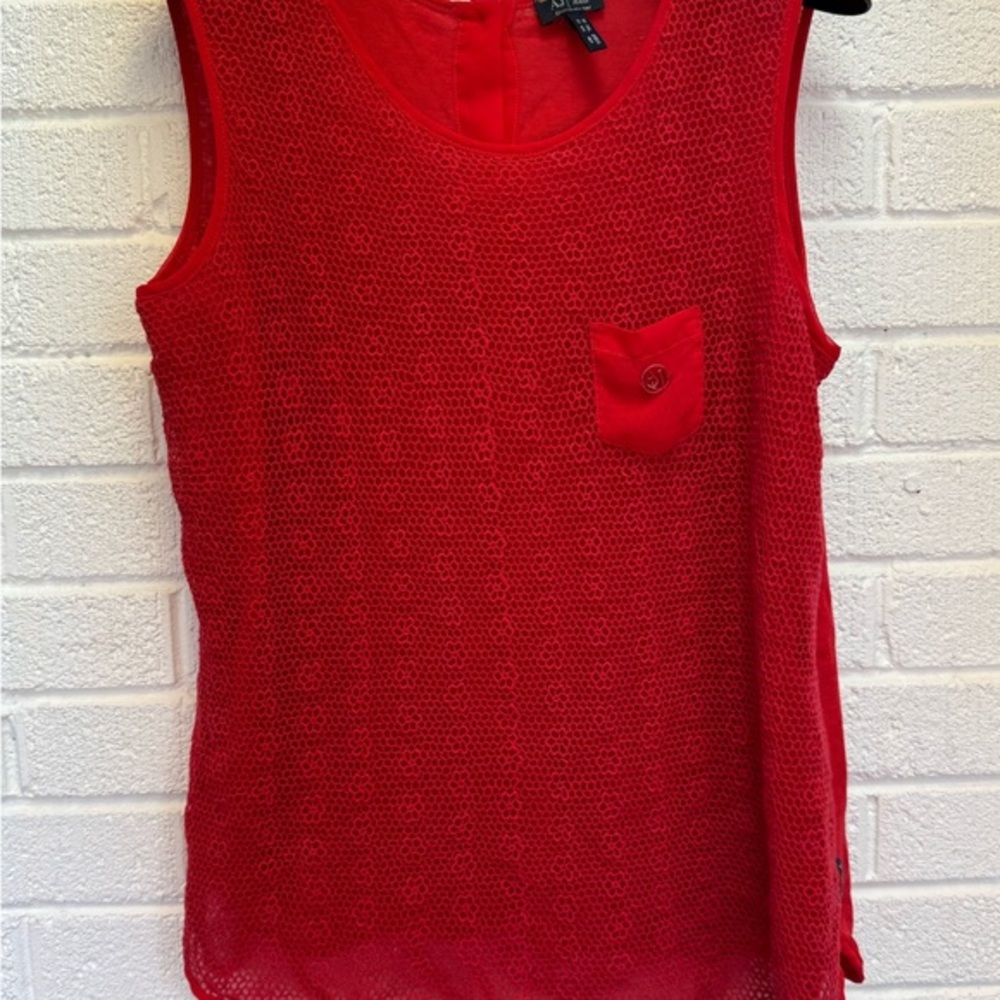 Armani Jeans Red Ribbed Tank Top with Black Trim - Picture 1 of 14